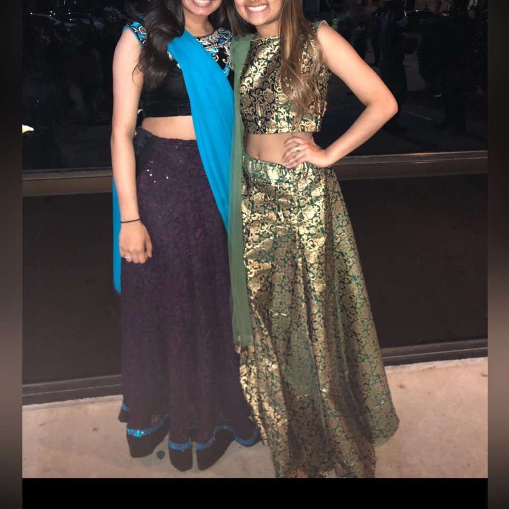 Green and gold Lehenga